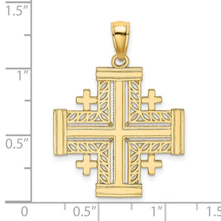 14k Yellow Gold Cut-Out Jerusalem Cross (Crusaders Cross) Pendant