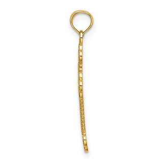 14k Yellow Gold Textured and Cut-Out with Rope Frame Block Cross Pendant