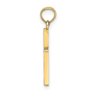 14k Yellow Gold Diamond-cut and Polished Cross Pendant