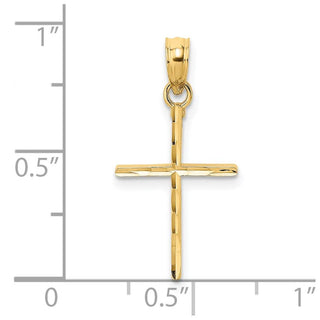 14k Yellow Gold Diamond-cut and Polished Cross Pendant
