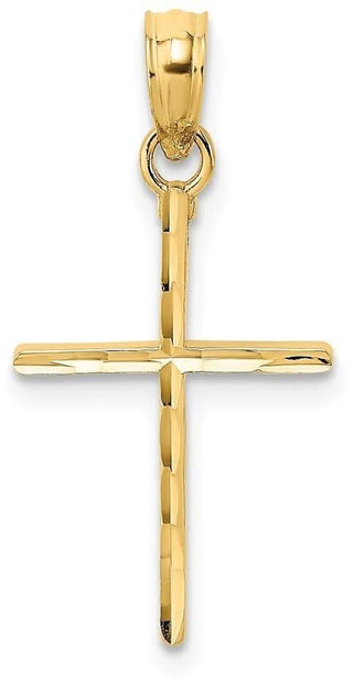 14k Yellow Gold Diamond-cut and Polished Cross Pendant