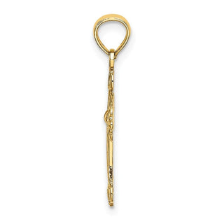 14k Yellow Gold Cross with Scroll Tips and Button Center Pendant