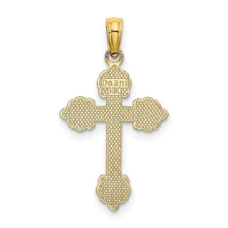14k Yellow Gold Polished and Textured Fancy Cross Pendant