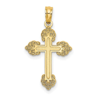 14k Yellow Gold Polished and Textured Fancy Cross Pendant