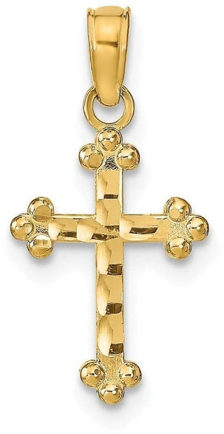 14k Yellow Gold Diamond-cut Cross Pendant K8423