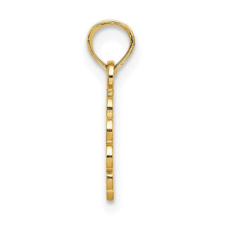 14k Yellow Gold Praying Hands and Cross On Scalloped Round Disk Pendant
