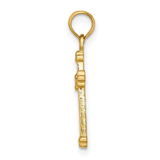 14k Yellow Gold Polished Beaded Cross Pendant K8442