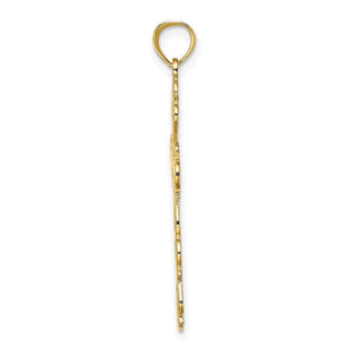 14k Yellow Gold Polished Lace Trim Cross Pendant