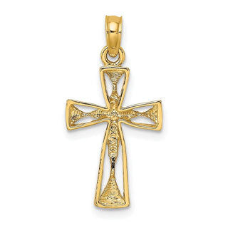 14k Yellow Gold Cut-Out Cross with Triangle Ends Pendant