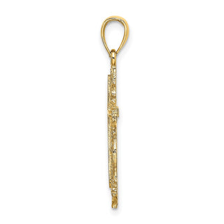 14k Yellow Gold Cross with Lace Trim Pendant