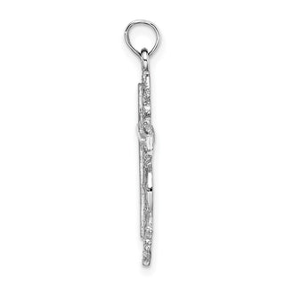 14k White Gold Cross with Lace Trim Pendant