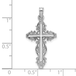 14k White Gold Cross with Lace Trim Pendant