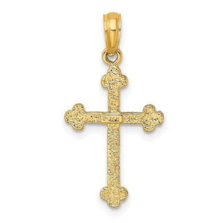 14k Yellow Gold Cross with Spade Tip Edges Pendant