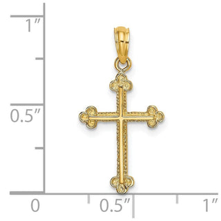 14k Yellow Gold Cross with Spade Tip Edges Pendant