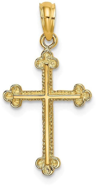 14k Yellow Gold Cross with Spade Tip Edges Pendant