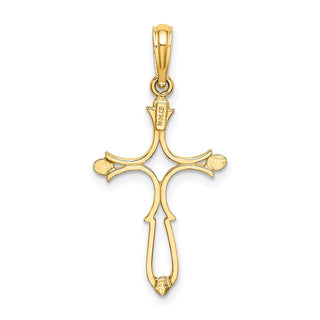14k Yellow Gold Cross Cut-Out and Polished Cross Pendant
