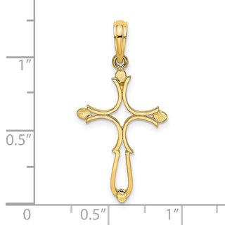 14k Yellow Gold Cross Cut-Out and Polished Cross Pendant