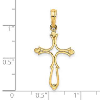 14k Yellow Gold Cross Cut-Out and Polished Cross Pendant