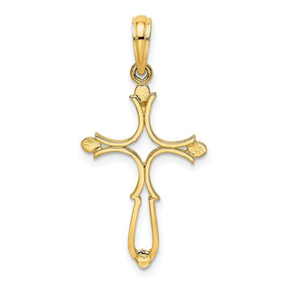 14k Yellow Gold Cross Cut-Out and Polished Cross Pendant