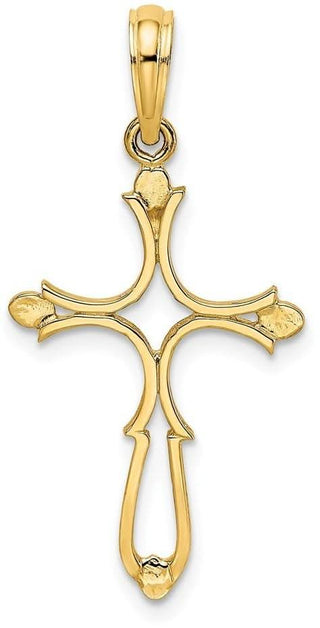 14k Yellow Gold Cross Cut-Out and Polished Cross Pendant