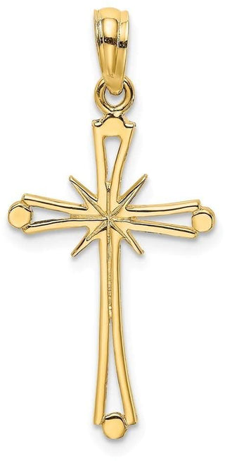 14k Yellow Gold Polished with X Center Cross Pendant K8464