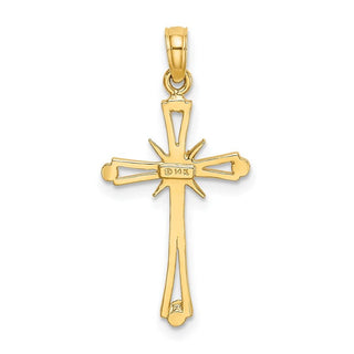 14k Yellow Gold Diamond-Cut with X Center On Cross Pendant