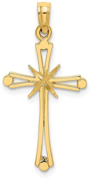 14k Yellow Gold Diamond-Cut with X Center On Cross Pendant
