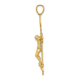 14k Yellow Gold Engraved Crucifix Pendant