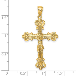 14k Yellow Gold Engraved Crucifix Pendant