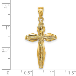 14k Yellow Gold 2-D Polished Crucifix Pendant