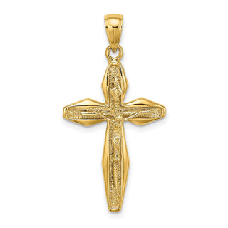 14k Yellow Gold 2-D Polished Crucifix Pendant