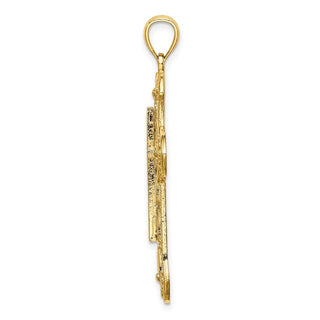 14k Yellow Gold 2-D Cut-Out Cross with Arrow Pendant