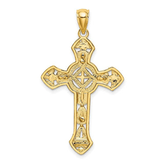 14k Yellow Gold 2-D Cut-Out Cross with Arrow Pendant
