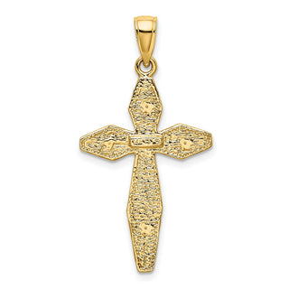 14k Yellow Gold 2-D Textured Cross Pendant