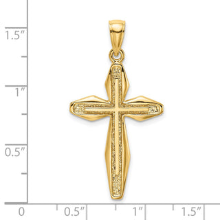 14k Yellow Gold 2-D Textured Cross Pendant