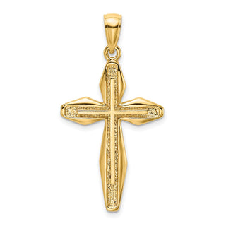 14k Yellow Gold 2-D Textured Cross Pendant