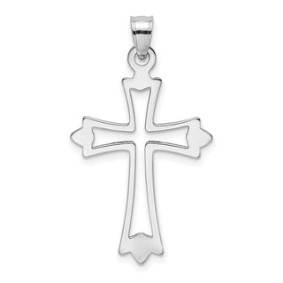 14k White Gold Polished and Cut-Out Cross Pendant K8482W