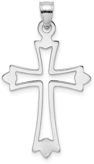 14k White Gold Polished and Cut-Out Cross Pendant K8482W