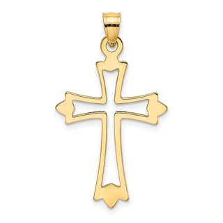14k Yellow Gold Polished and Cut-Out Cross Pendant K8482