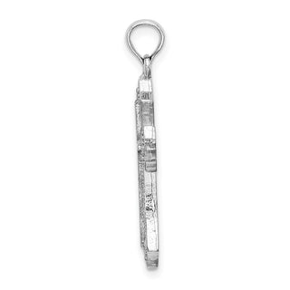 14k White Gold Beaded Cross Pendant K8484W
