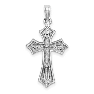 14k White Gold Beaded Cross Pendant K8484W