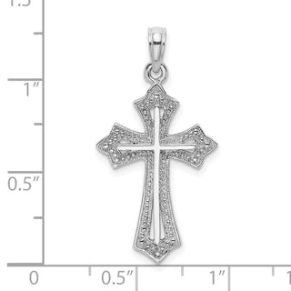 14k White Gold Beaded Cross Pendant K8484W