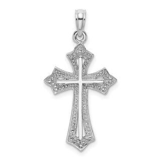 14k White Gold Beaded Cross Pendant K8484W
