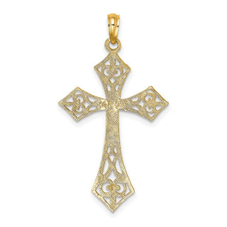14k Yellow Gold Filigree Cross Pendant K8491