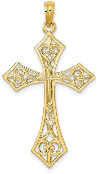 14k Yellow Gold Filigree Cross Pendant K8491