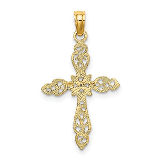 14k Yellow Gold Polished and Cut-Out Cross Pendant K8494