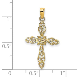 14k Yellow Gold Polished and Cut-Out Cross Pendant K8494