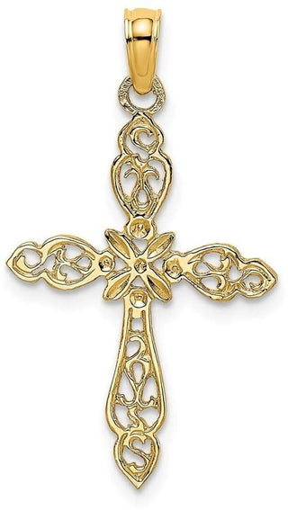 14k Yellow Gold Polished and Cut-Out Cross Pendant K8494