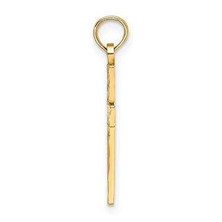 14k Yellow Gold Diamond-cut Block Cross Pendant K8497