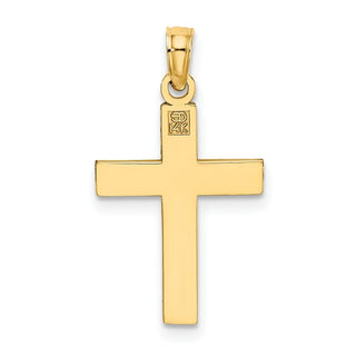 14k Yellow Gold Diamond-cut Block Cross Pendant K8497